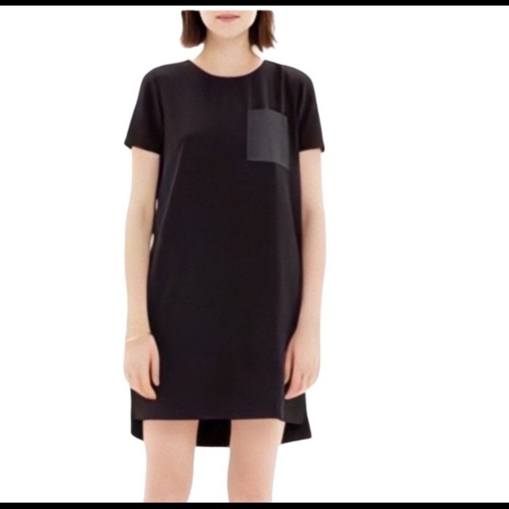 Madewell Black T-shirt Dress with Leather Pocket